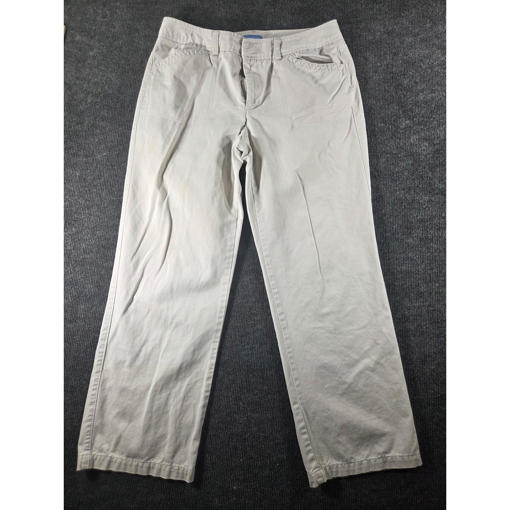 Dockers Women Khaki Chino Pants Straight Leg Stone Cotton Twill Size 14 2410
